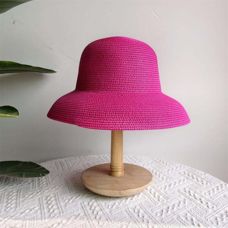 Summer Hepburn Straw Hat Retro Design Large Brim Straw Hat for Women Large Brim Orange New Solid Color Beach Vacation Large Sun