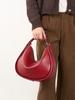 100% Genuine Leather Women Crescent Bag Handbag Luxury Women   Simple  Shoulder Crossbody Bag Commuter