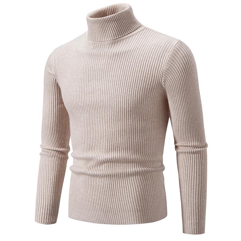 Herren Pullover Herbst/Winter 2024 Hoher Kragen Unifarben Lässig Gestrickt