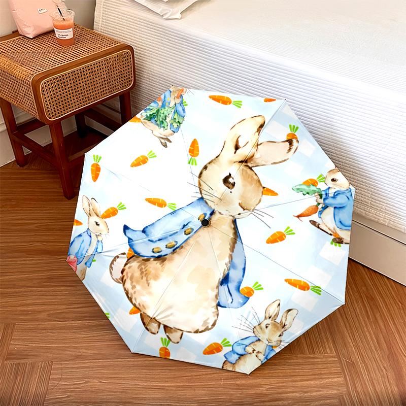 1 PC Automatic Folding Umbrella - Peter Rabbit Pattern, Portable & Foldable Design with 8 Ribs, Christmas Birthday Gifts