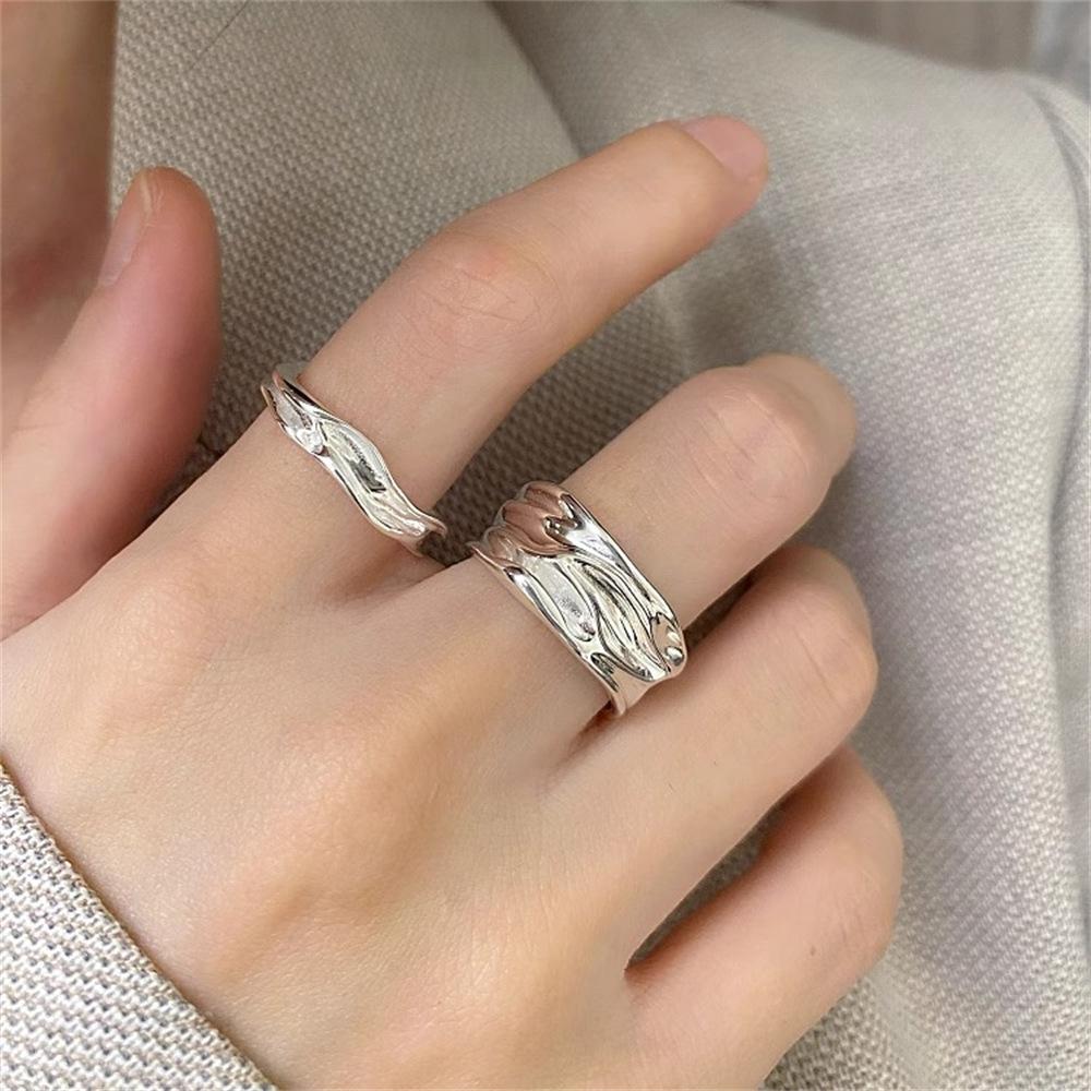 Irregular pleated ring summer ins cold wind index finger ring opening couple ring accessories