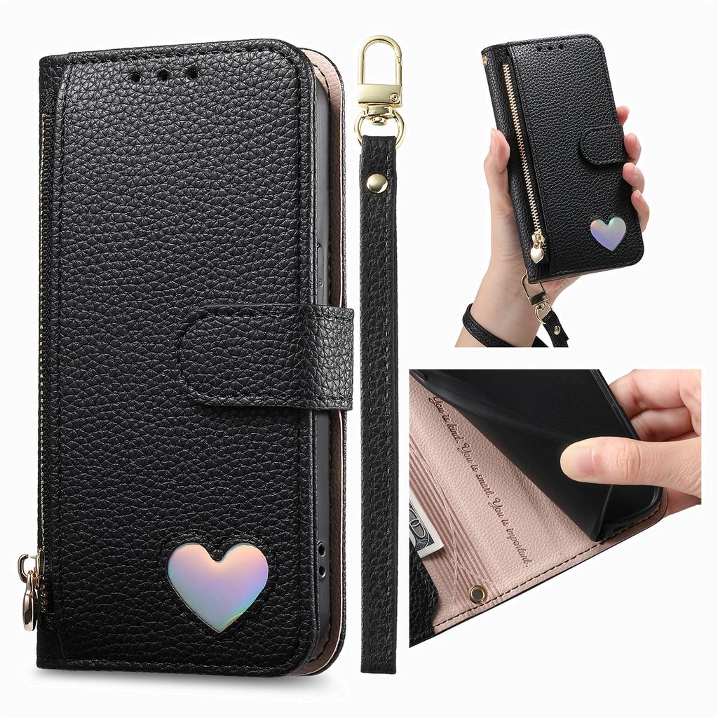 Wallet Flip Case for iPhone 17 16 15 14 13 12 11 Pro Man Air 16e 17e 7 8 Plus, PU Leather with Zipper, Card Slots, Hand Strap