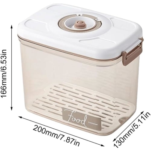 TAKEY Vacuum Food Storage Container with Vacuum Pump, Food Storage Box with Removable Drain Plate, Airtight Refrigerator Food Storage Box for Fruits,