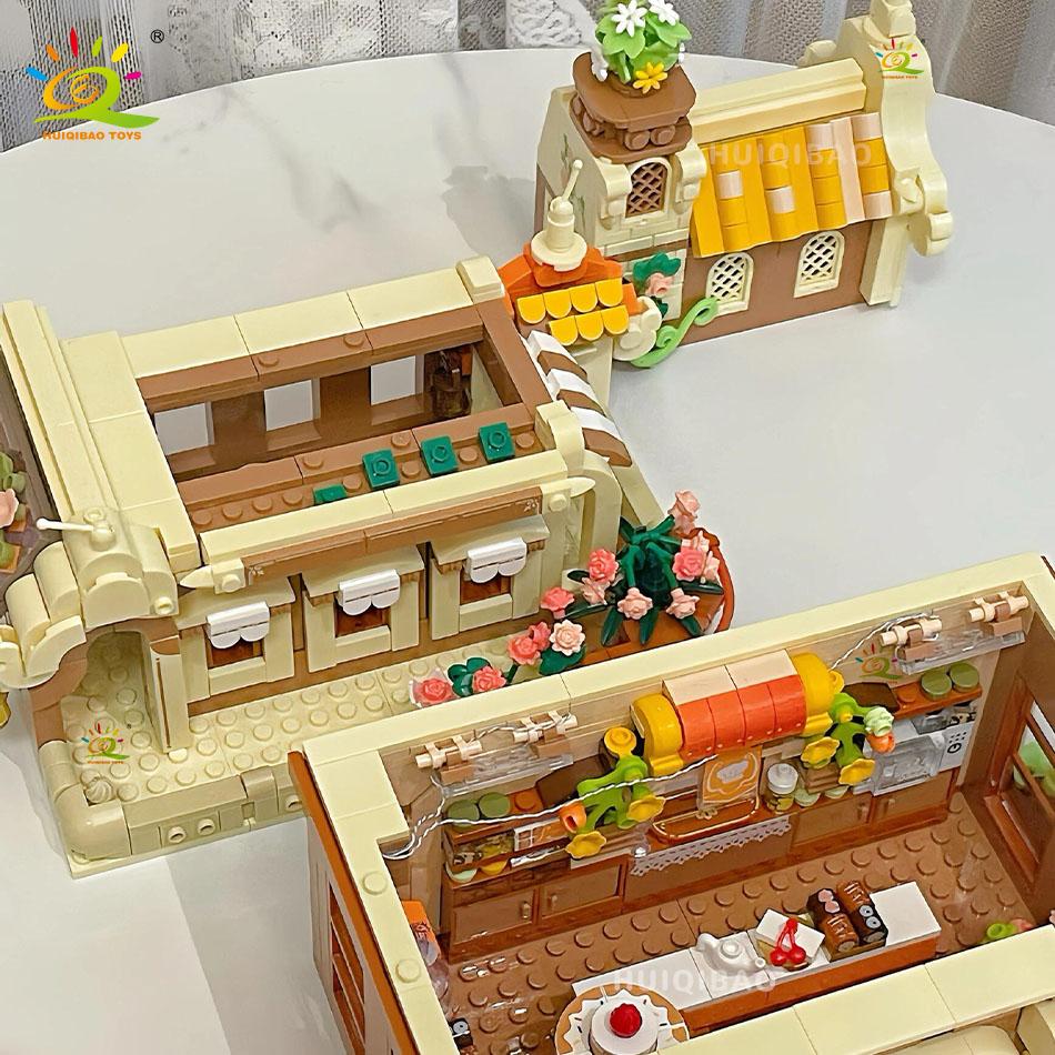 1547PCS French Vintage Bakery Building Blocks City Street View Architecture Model Toy for Kids Creative Bricks