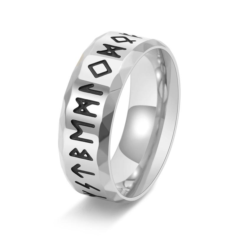 Stainless Steel Men Vintage Nordic Rune Ring Unisex Gothic Jewelry for Men