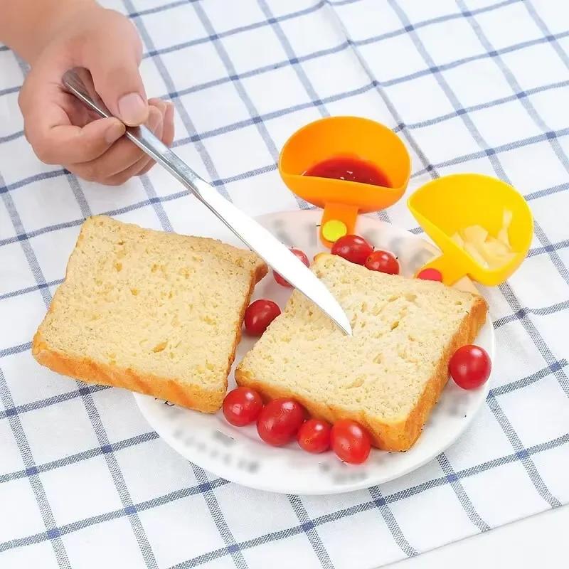 4pc/Set Dipping Clip Bowl Container Tomato Sauce Snack Clippable Plate Seasoning Dishes Dipping Sauce Bowl Holder Kitchen Gadget