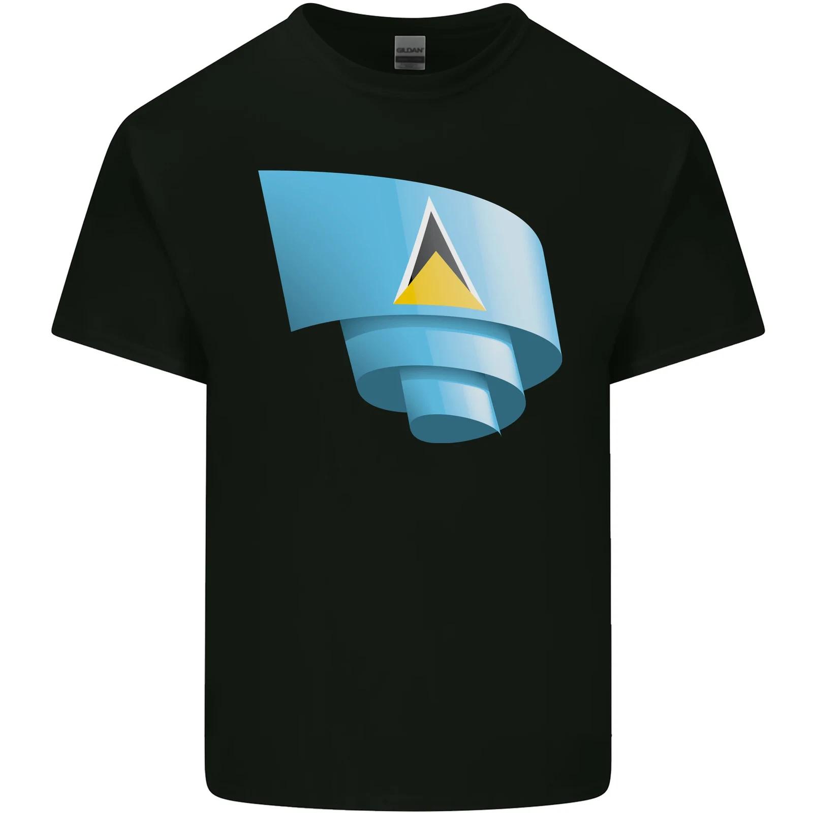 Curled Saint Lucia Flag Lucian Day Football Kids T-Shirt Childrens M