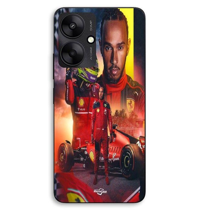 Coque téléphone - MANIACASE - Xiaomi Redmi 13C 5G - Silicone TPU - Lewis Hamilton Scuderia Ferrari F1 - Noir