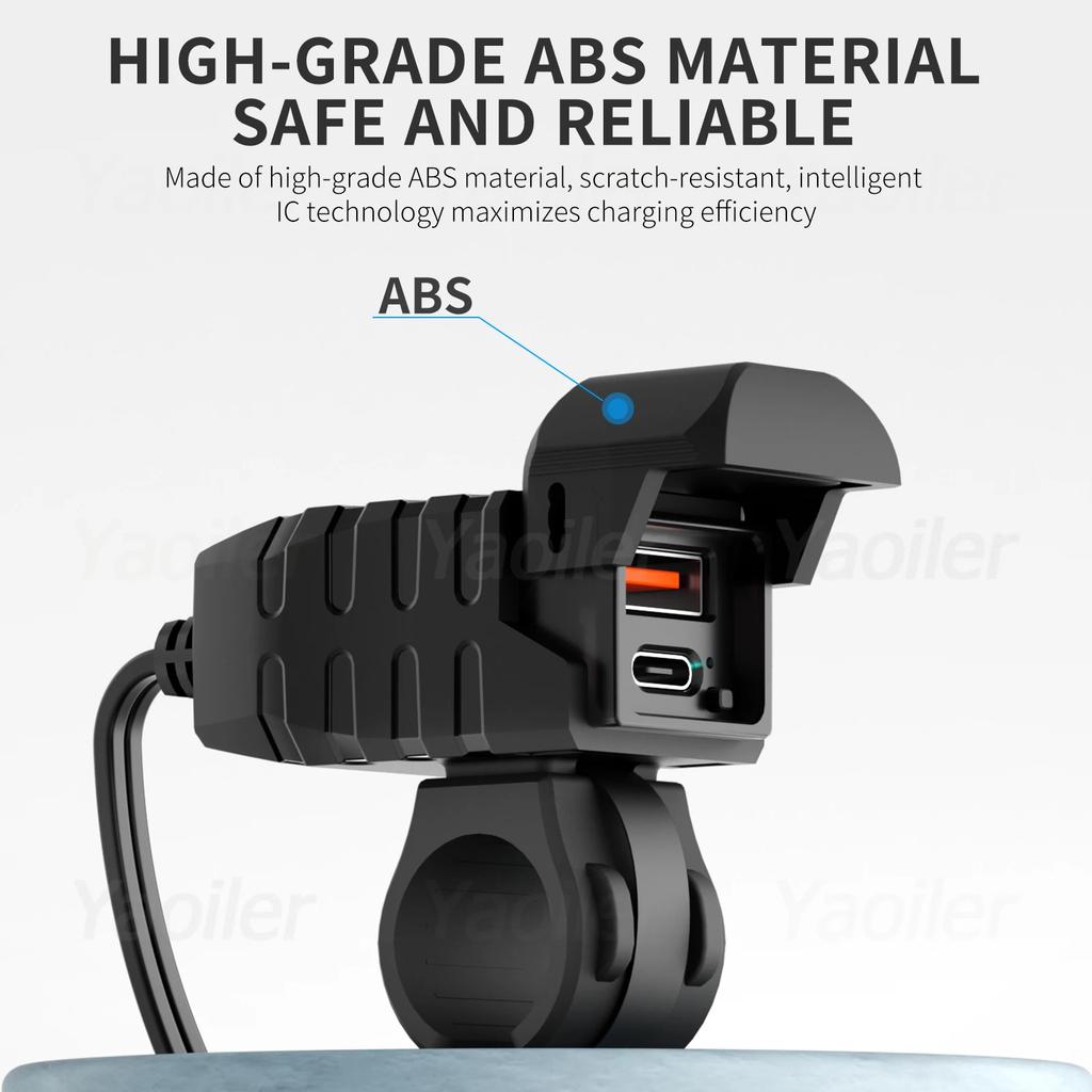 New QC3.0 Motorcycle USB Charger 12V Waterproof PD3.0 Port Socket Handlebar Quick Charger Adapter W/ Voltmeter Moto Accessories