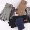 Men's Thick Knitted Wool Touchscreen Cycling Gloves - Warm, Cold-Proof, Plus Velvet for Winter Outdoor Use