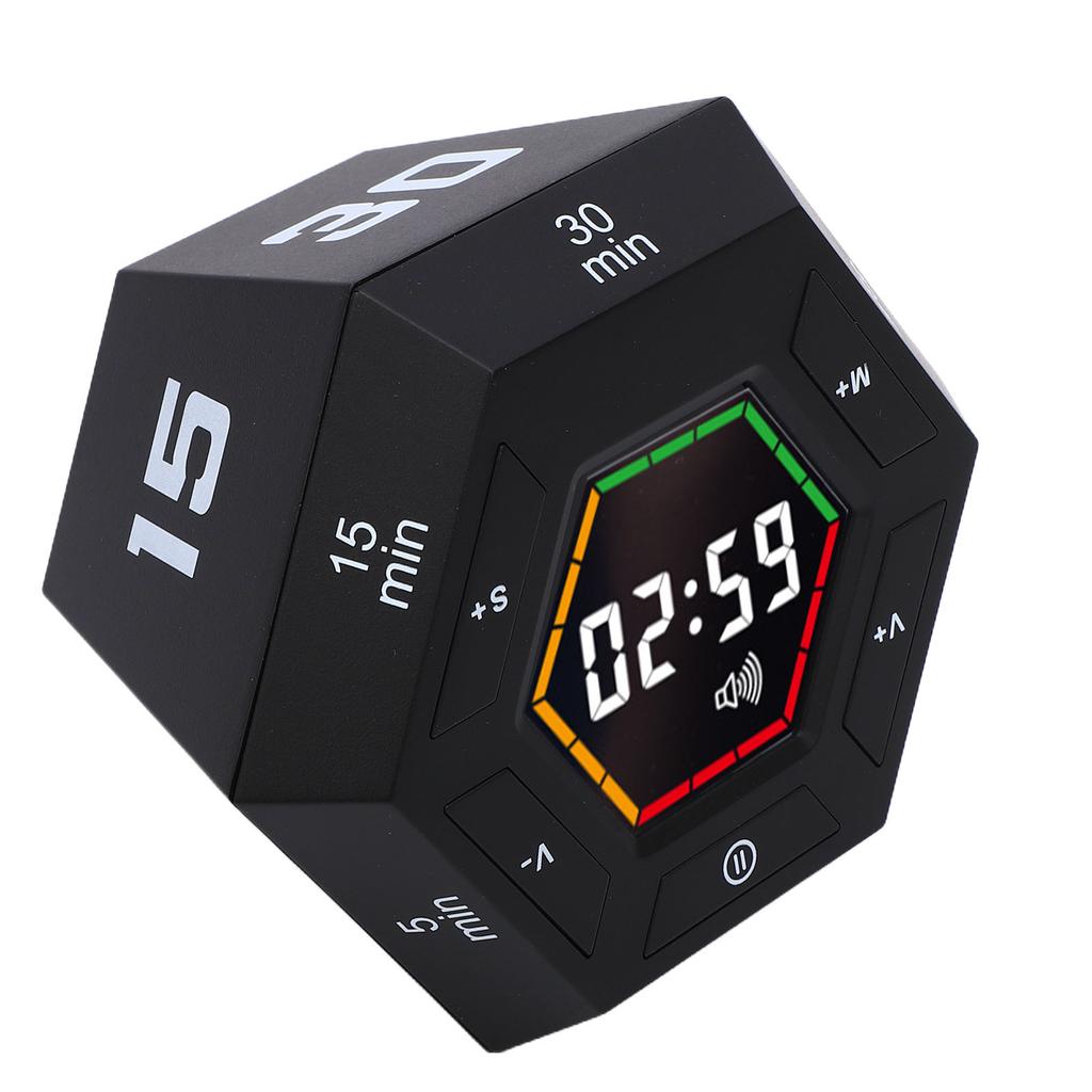 Timer Cube Hexagon Digital Display Count Up Countdown Magnetic Flip Timer for Study Kitchen Work