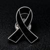 Remembrance Memorial Mourning Lung Cancer Emphysema Awareness Black Ribbon Pin Brooch Funeral Memorial Brooch Decorations