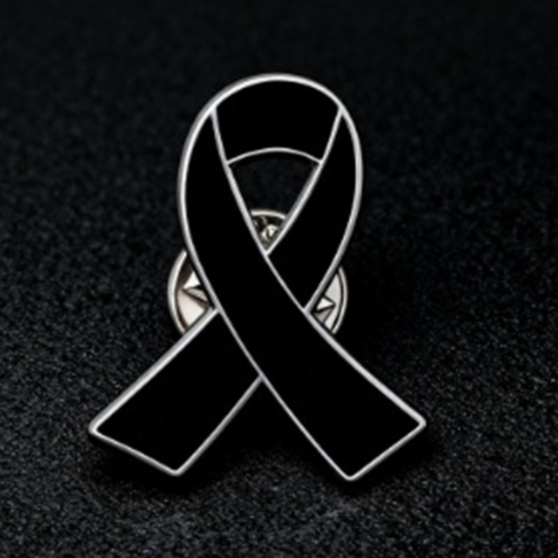 Remembrance Memorial Mourning Lung Cancer Emphysema Awareness Black Ribbon Pin Brooch Funeral Memorial Brooch Decorations