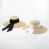 Summer straw hat hand-woven with straw bow ribbon outdoor travel sun protection beach hat sun hat  hats for woman