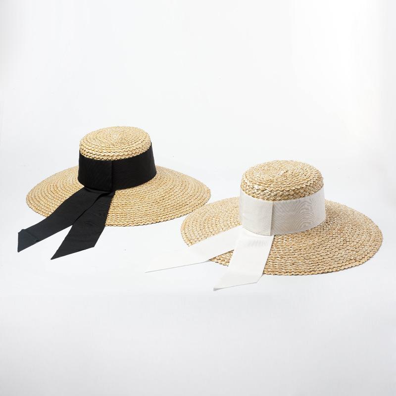 Summer straw hat hand-woven with straw bow ribbon outdoor travel sun protection beach hat sun hat hats for woman