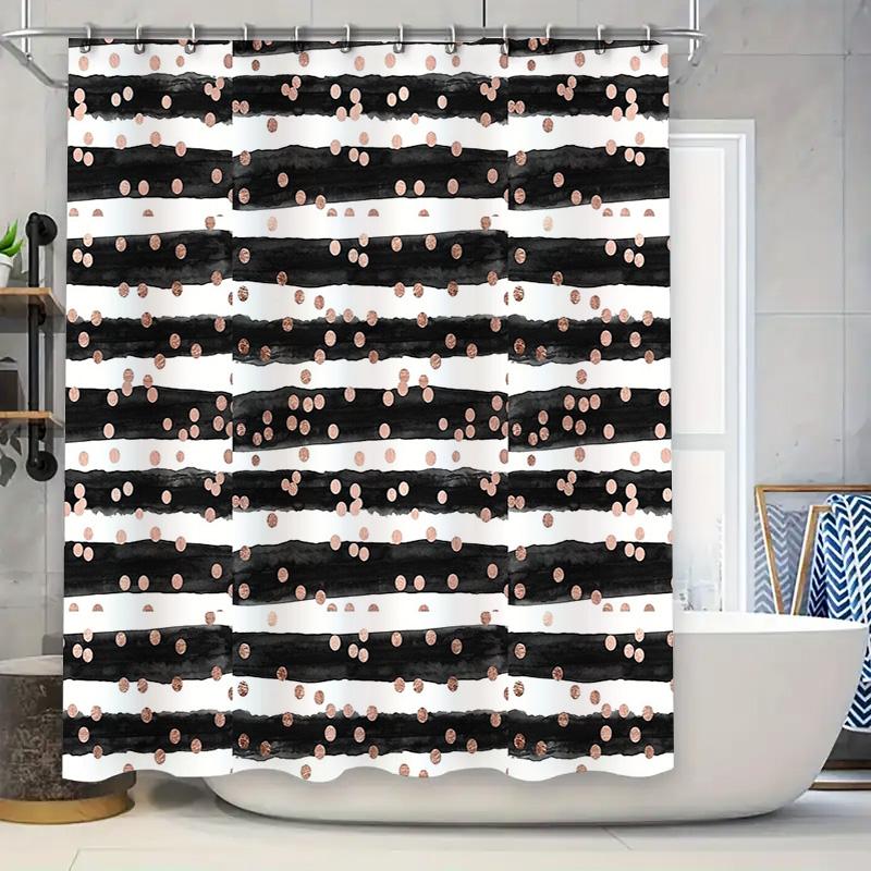 

Modern Black White Striped Shower Curtain Abstract Minimalist Waterproof Bathroom Decor Liner W60H190(CM)-1 Pcs