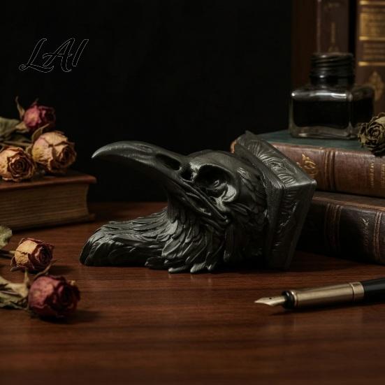 Punk Style Ornament Eagle Head Statue 3D Printed Animal Sculpture Gothic Jewelry Personalized Desk Organizer Storage for Keys Small Items,