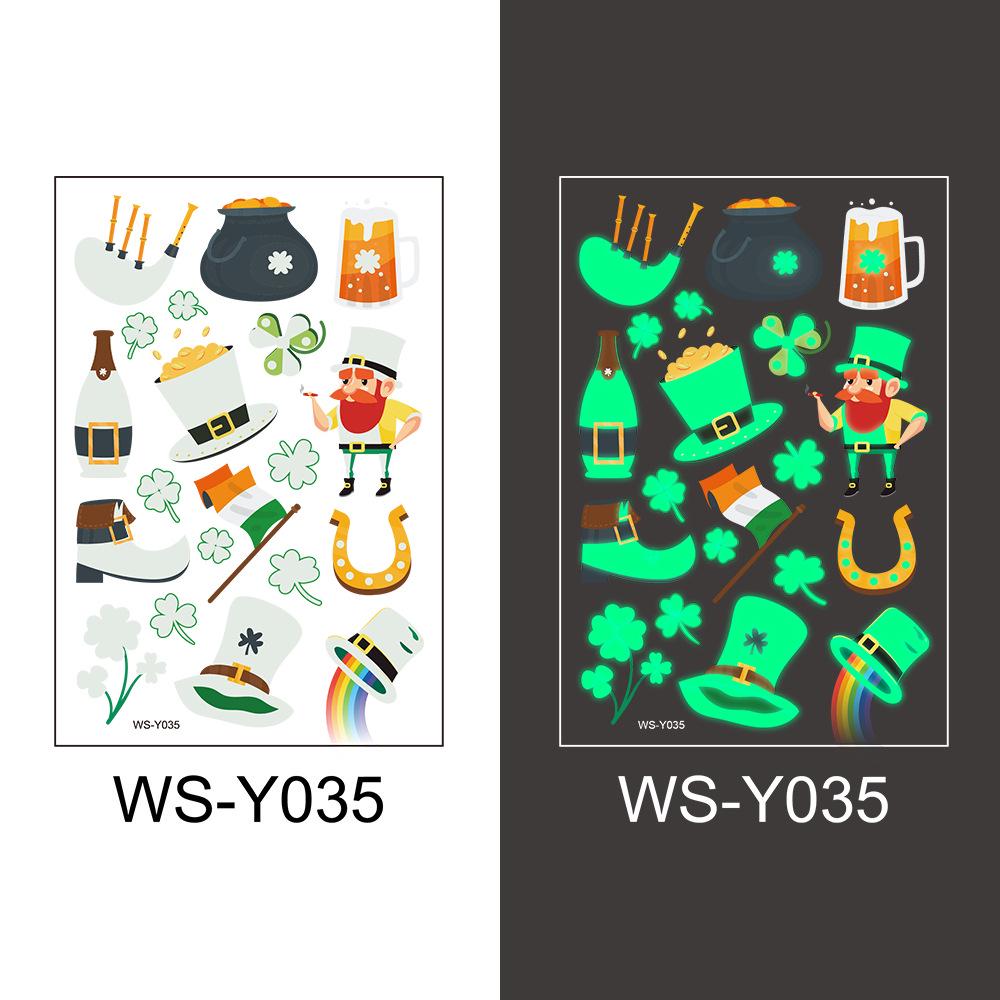 

Водонепроницаемый флуоресцентный зеленый St. Мультяшные татуировки ко Дню Святого Патрика для детей - Светящиеся ирландские наклейки 110x75mm