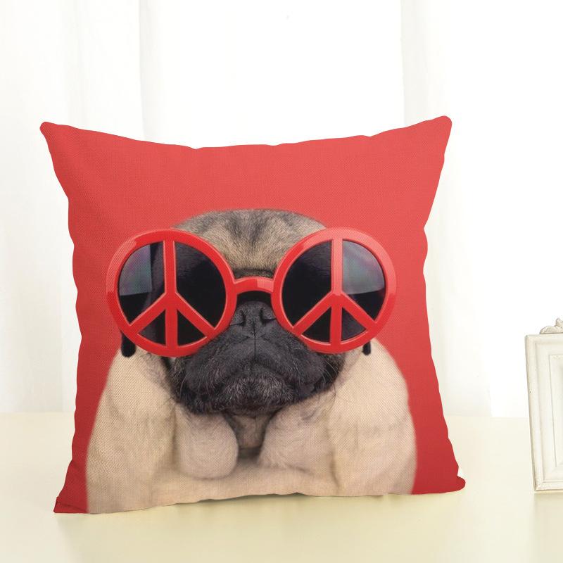 Niedlicher Mops-Hund-Druck-Kissenbezug, kreativer Mops-Baumwoll-Leinen-Kissenbezug, dekorativer Kissenbezug, Wohnaccessoires-Kissenbezug