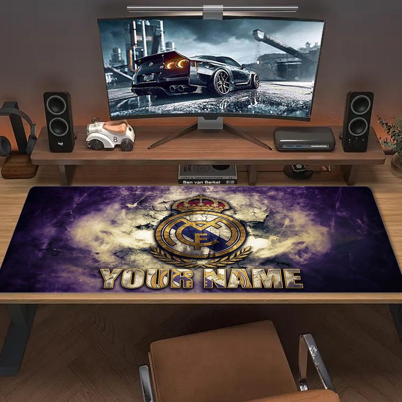 Real Madrid Aufdruck Kissen Rutschfest Laptop Tablet Großes Mauspadd XXL Matte Mini-PC Spielmatte Mit Verriegeltem Rand
