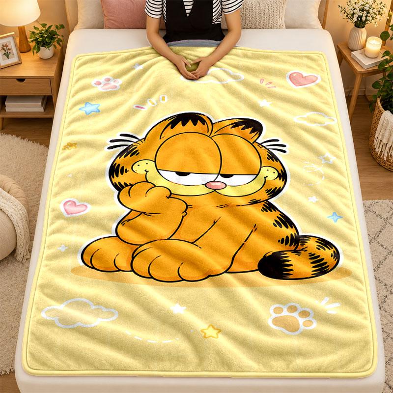 Flannel BlanketGarfield cartoon Warm Soft Throw Blanket for Indoor Sofa Bed Living Room Use