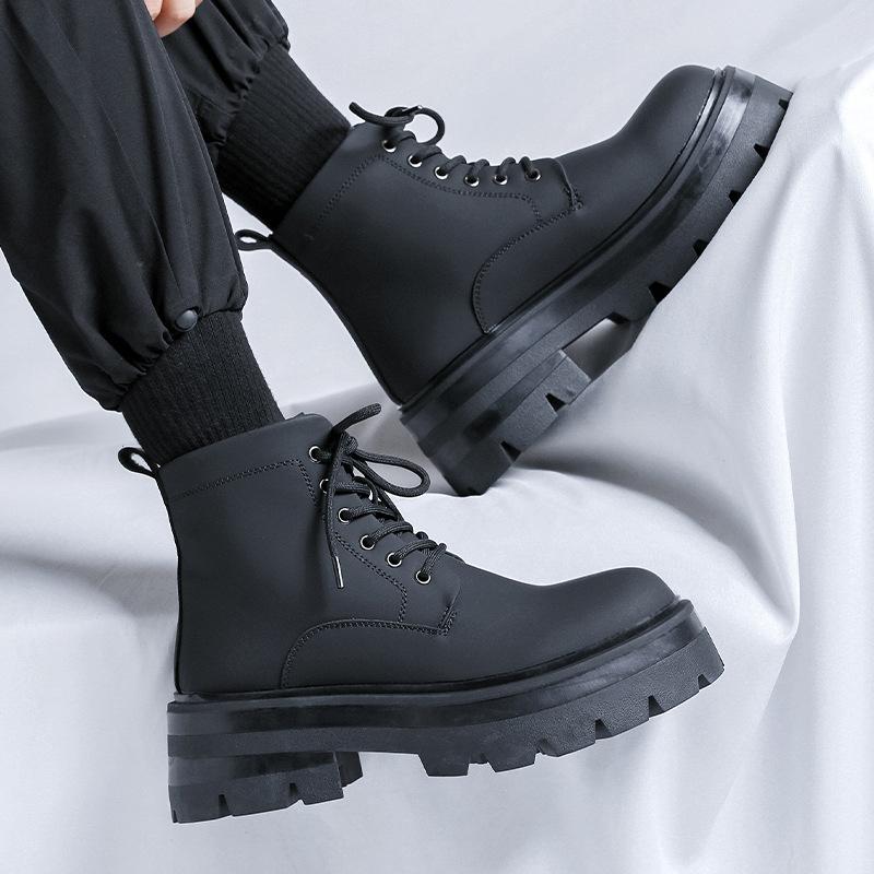 2024 men's Martin boots high-top lace-up heightening British style autumn and winter velvet tooling versatile boots 70077-R