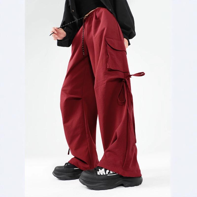 Parachute overalls women's autumn and winter new high-waisted straight loose velvet wide-leg sports shock pants