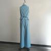 Damen Sommer 2-teilige Business Work Outfits, Ärmellose Hemdweste und Weite Hosen Passendes Set