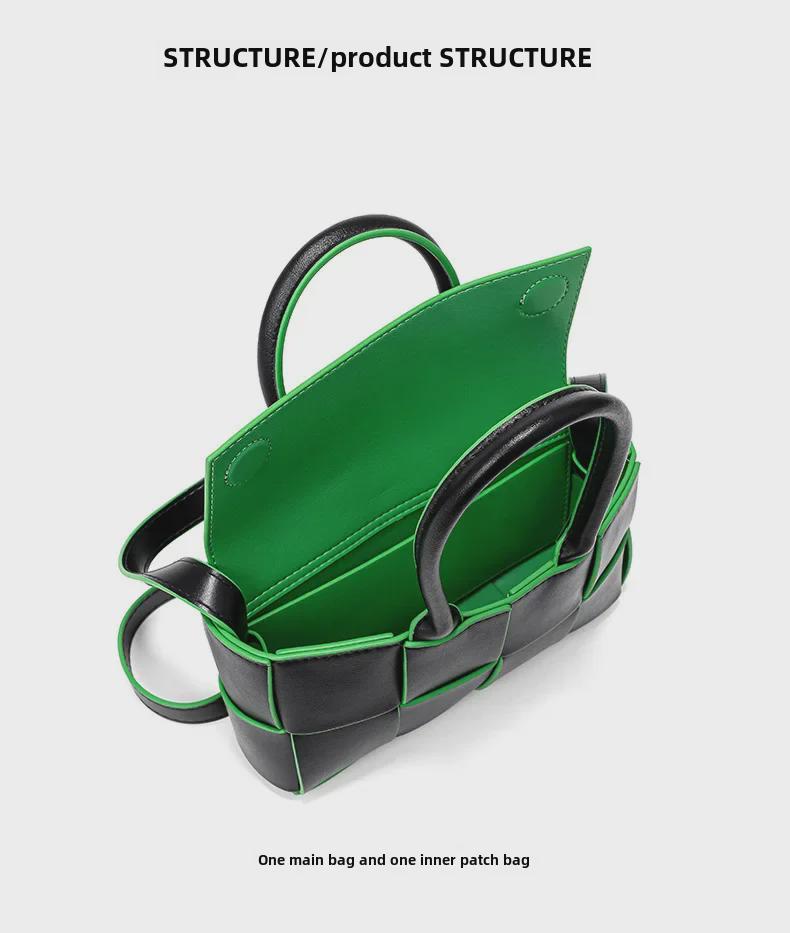 Korean Genuine Leather Woven Handbag - Stylish, High-End Crossbody & Tote for Women
