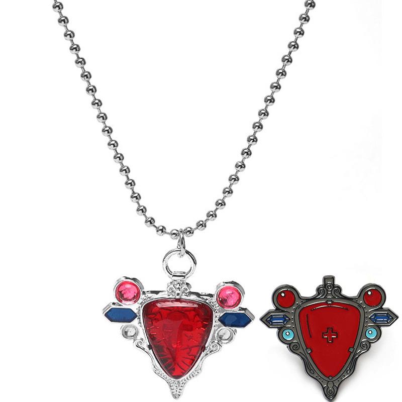 JoJo's Bizarre Adventure Red Stone of Aja Necklace & Brooch Accessories for Joseph Cosplay.