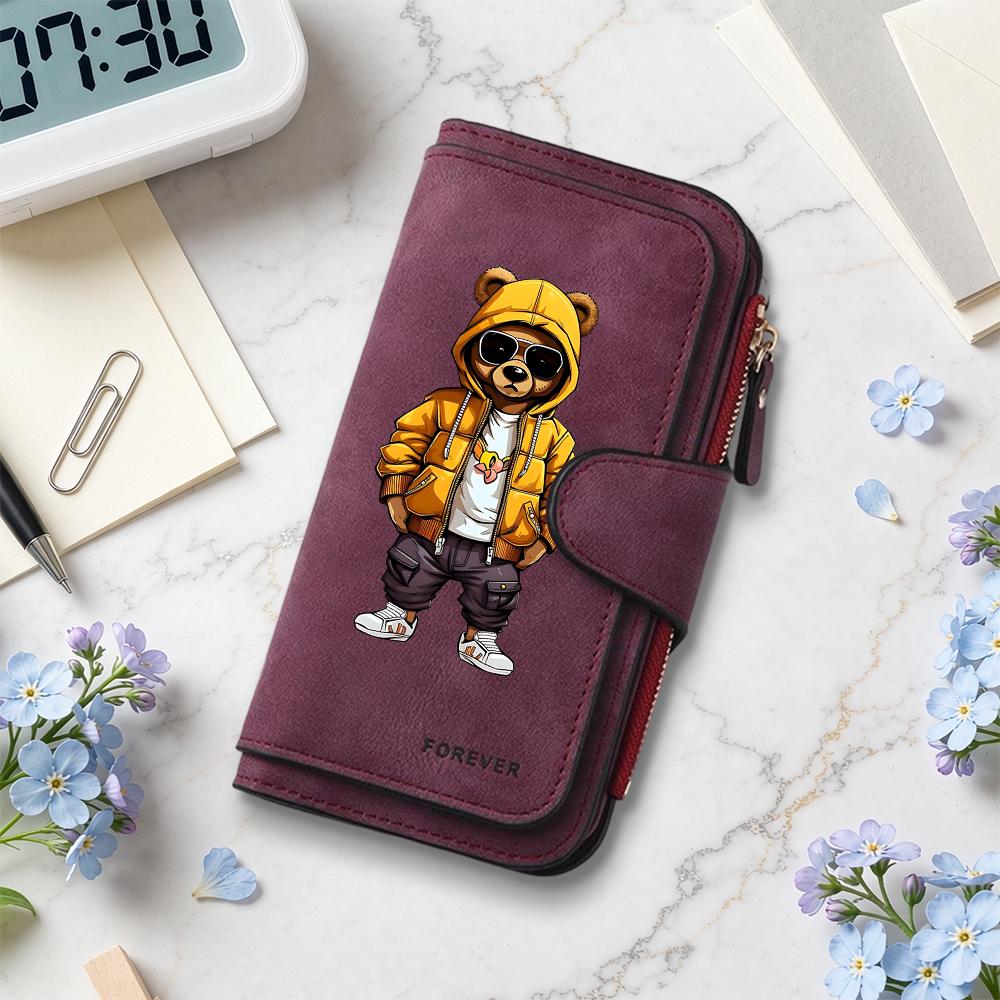 Fashion Cool Bear Pattern Wallet Large Capacity Multi Card Slot Purse