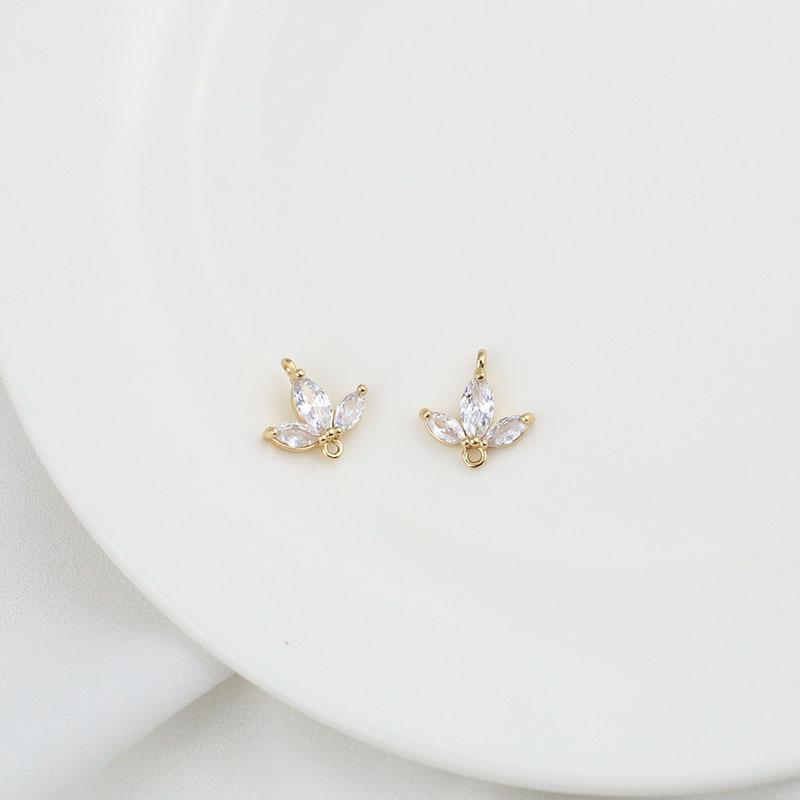 14K Gold-Plated Clover Double-Hang Earrings & Pendant with Micro-Inlaid Zircon