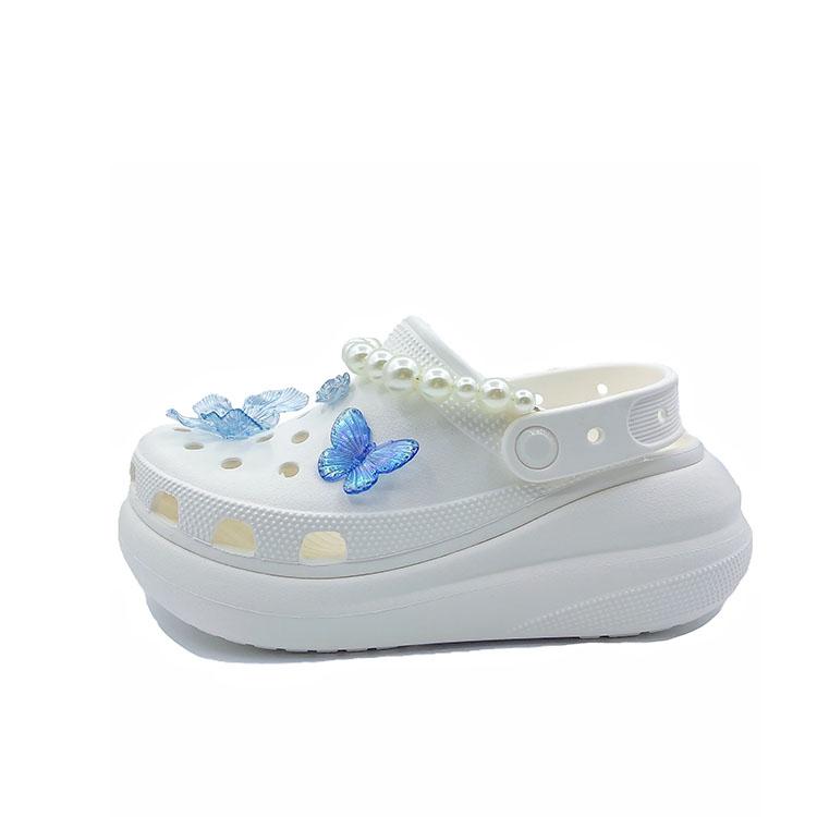 

Crocs Crush Clog Butterfly Pearl Cute Campus Beach EVA Hole Shoes Unisex White and Blue 43-44
