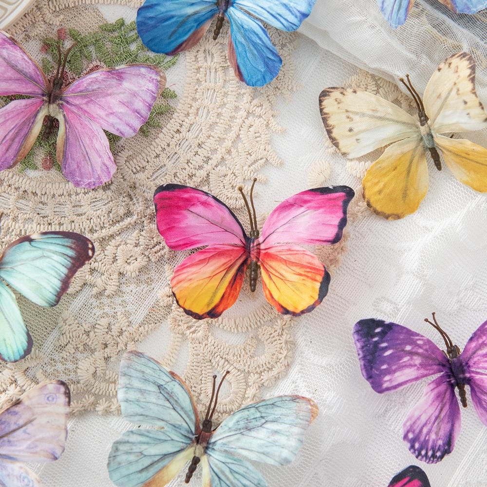 10/20PCS Artificial Fake Fluorescent Butterfly Home Room Decora Festival Wreaths Wedding Bridal Diy Accessories Headwear Brooch