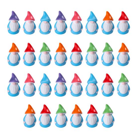 30Pcs Mini Christmas Hat Gnome Figurine Tiny Faceless Dwarf Resin Statue Miniature Colorful Hat Elf Ornament Fairy Garden Decoration