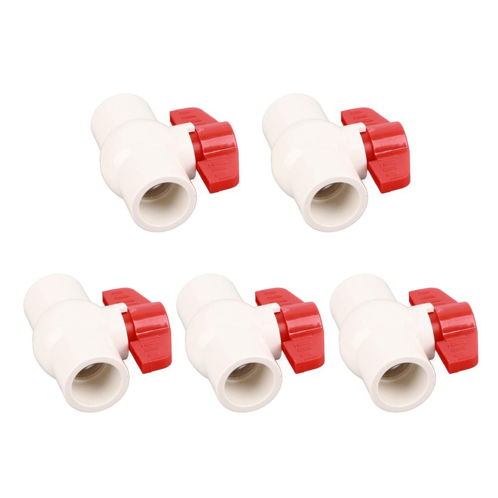 5 Pcs Ball Valve Flat T Handle PVC Water Supply Ball Valve Switch for Swimming Pools 20mm0.8in
