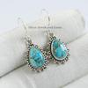 Teardrop Copper Turquoise Earrings, 925 Sterling Silver, Boho Style