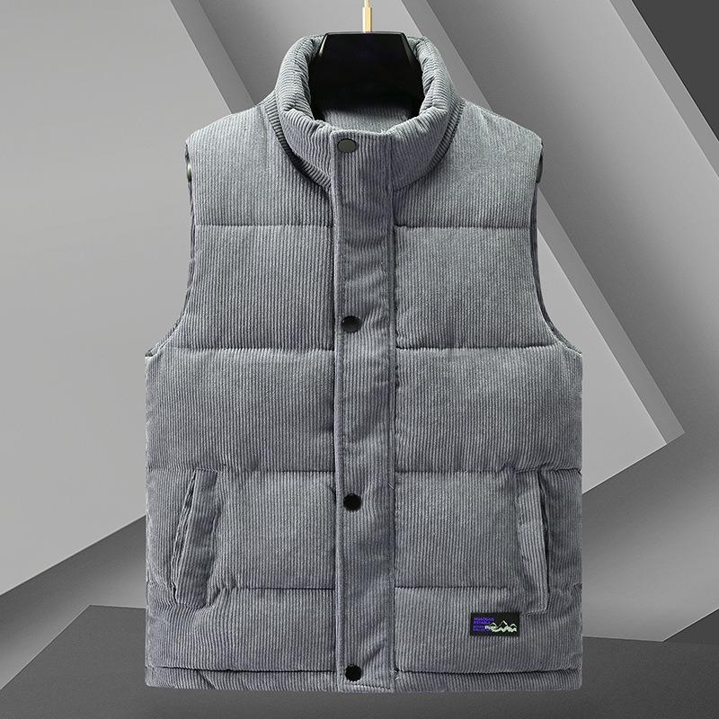 

Осенне-зимний хлопковый жилет мужской безрукавный жилет вельветовый утолщенный жилет куртка модный жилет со стойкой воротником верхняя одежда мужская 5XL серый