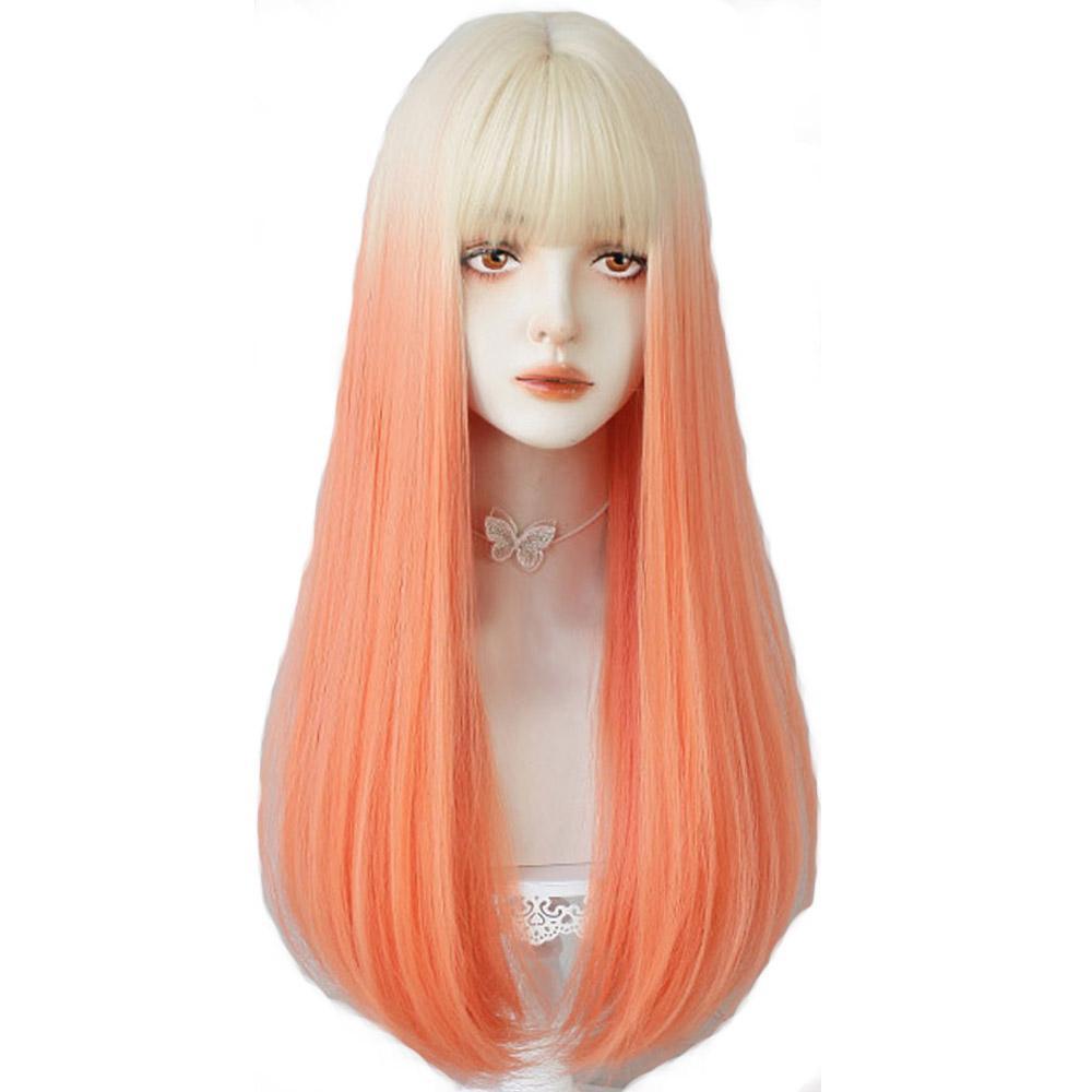 

Длинный прямой парик с градиентом Bybrana с челкой, парики из синтетических волос для женщин