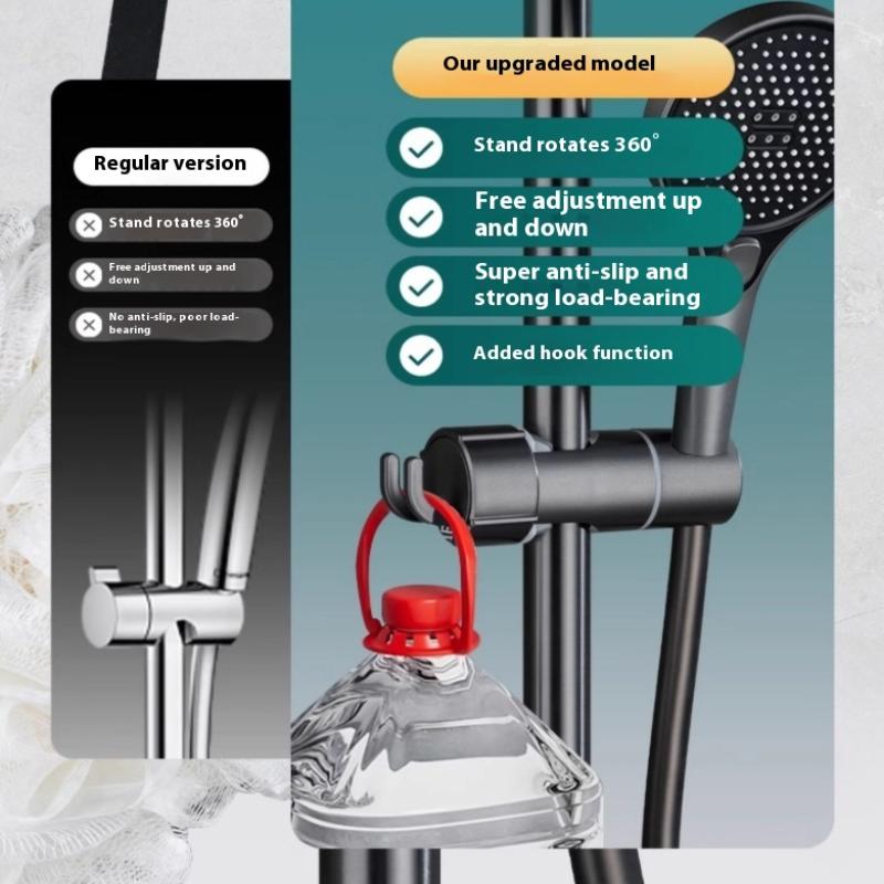Abs Adjustable Shower Head Holder Shower Holder Clamp Showerhead Rail Slide Bracket Bathroom Accessories Rotation Hook Design