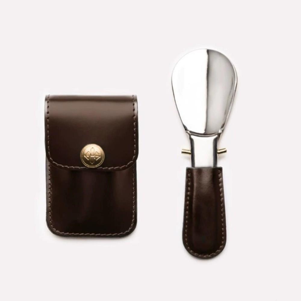 Leather Bag Elderly Person Folding Shoehorn PU Handle Portable Shoe Lifter Tool Office