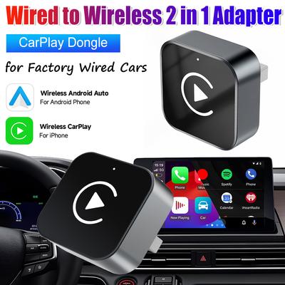 2 In 1 Wired To Wireless Dongle Wireless CarPlay Android Auto Adapter Plug & Play Car Intelligent System CarPlay AI Smart Box