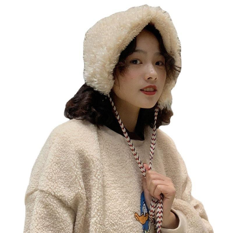 Autumn and Winter Cute Thickened Imitation Fur Plush Fisherman Hat Children Versatile Warm Windproof Cold Ear Protection