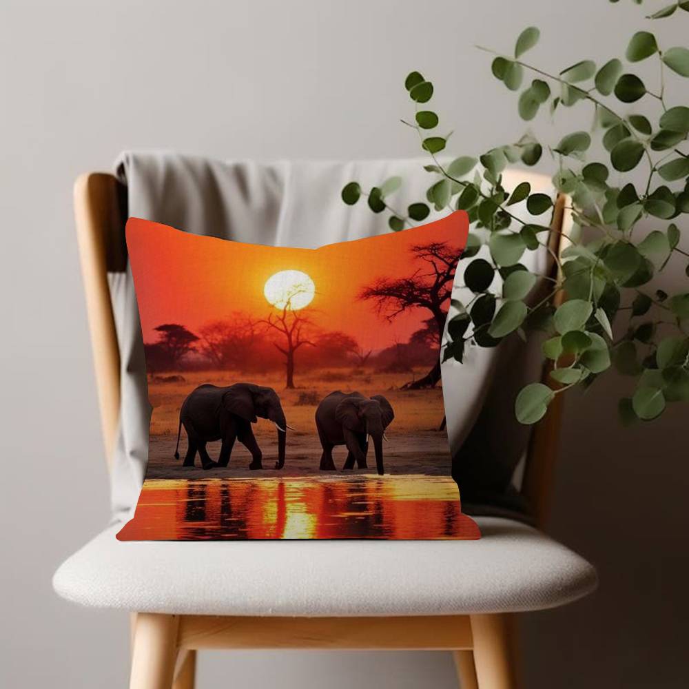 African Elephant Cushion Cover Inches Farmhouse Decor Home Throw Pillow Covers For Couch Decorations