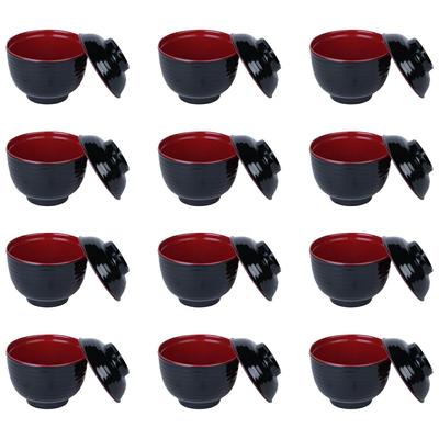 Thunder Group Schüssel mit Durchmesser Höhe Set Suppe Melamin Japanisch Spülmaschine Bruchfest Kommerziell Mehrzweck Deckel, 10,1cm, 6,8cm, 240ml, 12, Schüssel,