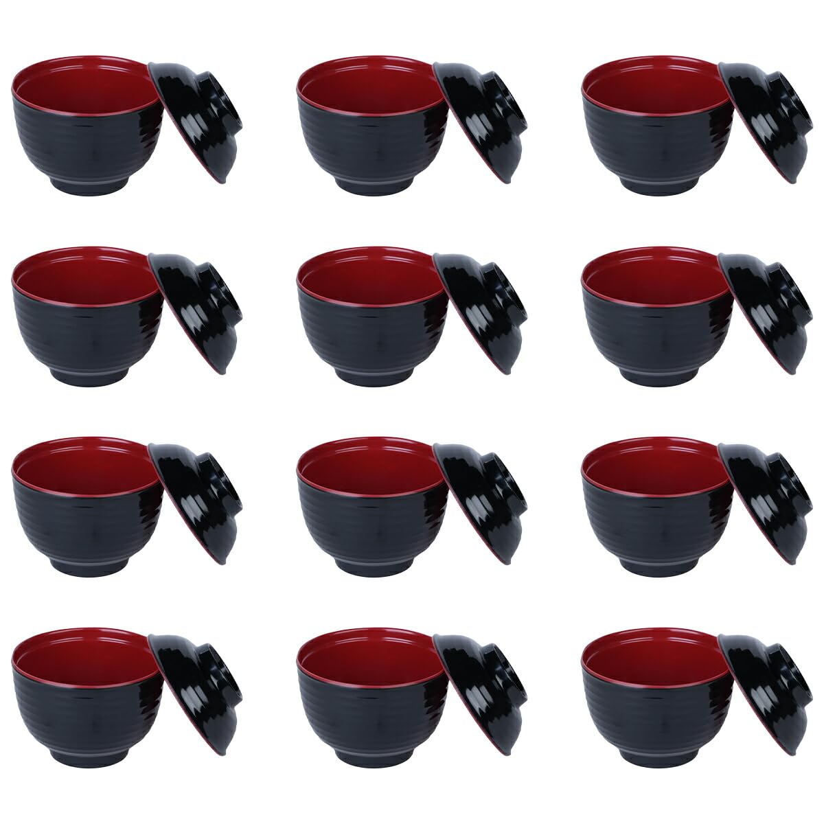 

Thunder Group Миска с Диаметром Высотой Набор Суповая Меламиновая Японская Посудомоечная машина Ударопрочная Коммерческая Многоцелевая Крышка, 10.1см, 6.8см, 240мл, 12, Миска,