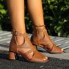Fashion Sandals Women's New Summer Outwear Block Heel French Fish Mouth Cutout Women's Shoes