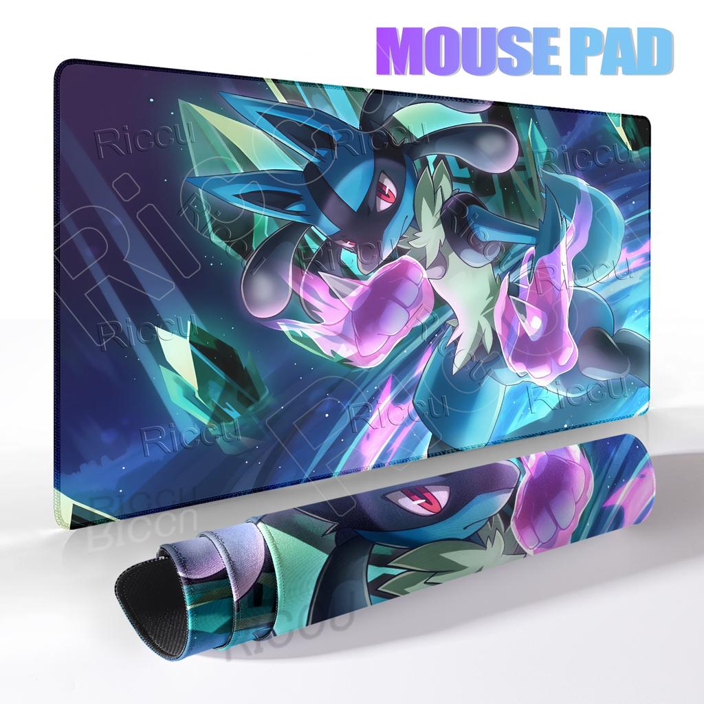 Gaming Pokemon Lucario Mouse Pad Anime PC Accessories Desk Mats XXL Gamer Large Non-slip Desk LockEdge Computer Keyboard Playmat