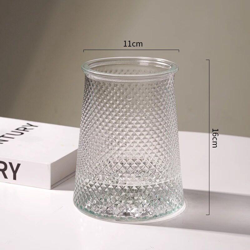 Nordic Glacier Glass Vase for Fresh Flowers, Large Transparent Hydroponic Flower Arrangement Decor for Living Room.