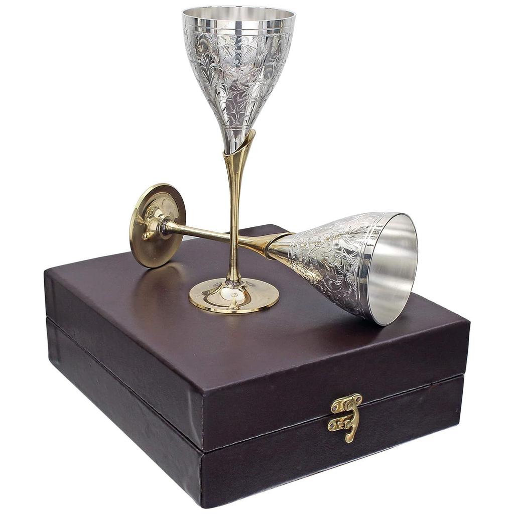 Set of 2 Hammered Copper Nickel Lined Champagne Coupes/ Flutes/ Wine Glasses in Gift Box